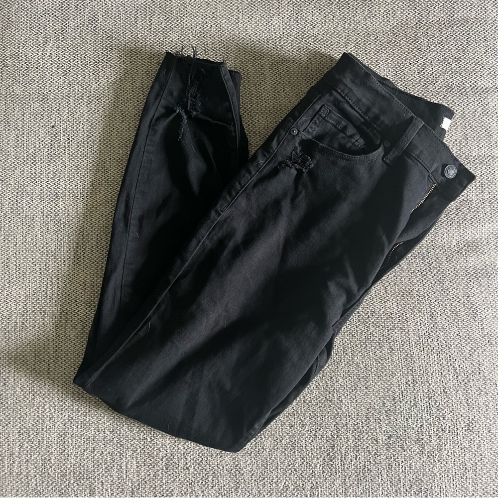 Eunina Bella Super High Rise Skinny Crop Black Size 11